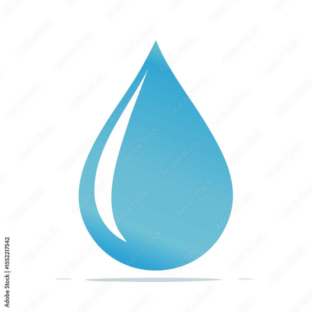 Single water droplet illustration on black background with reflection
