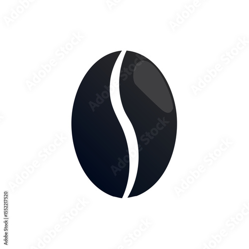 Single Coffee Bean Illustration Against Black Backdrop - Dark Roasted Coffee Design Element