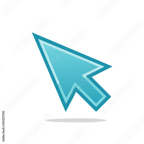 Stylized blue arrow cursor pointing direction on black background highlighting focus and navigation for graphic user interface