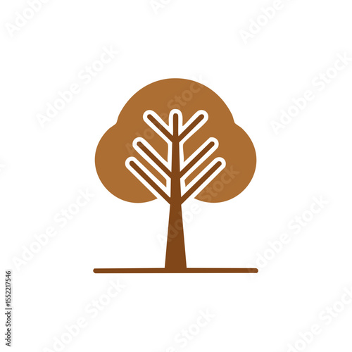 Simple autumn tree illustration against a black background minimalist nature design conceptual forest graphic