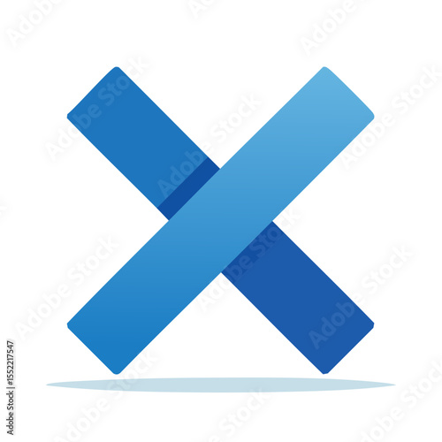 Abstract intersecting blue bars representing an X shape with gradient background for graphic designs and backgrounds illustration