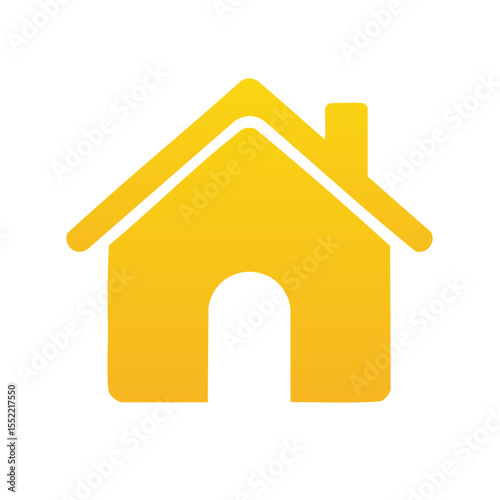 Simple home icon in gold against a black background, representing real estate, family, and comfort in a minimalist design style