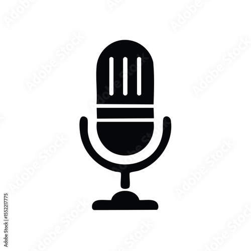 Simple Dark Microphone Icon on Black Background for Podcasts and Voiceovers