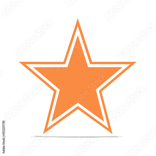 Orange Star with White Outline and Shadow on a Black Background Illustration