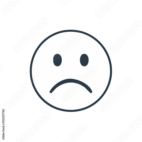 Sad face emoticon illustration on black background showing feeling of sadness or disappointment