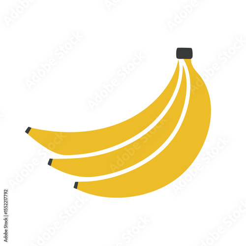 Illustration of Yellow Bananas on Black Background, Fruit for Nutrition