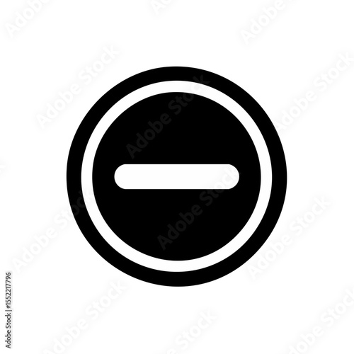 White Subtract Icon in Circle on Black Background Symbol for Remove or Negative Sign Mathematics Symbol