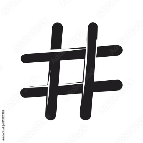 Hashtag symbol illustration against a black background, for social media content