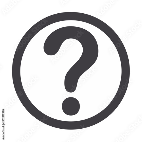 Gray question mark in a circle on a black background, representing questions, uncertainty, or seeking answers