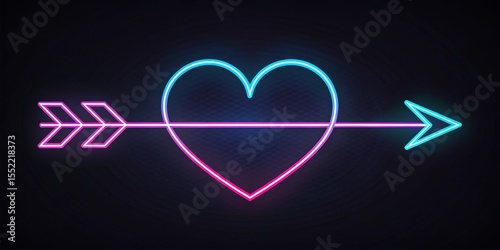 Neon Heart with Arrow A Love Target Illustration, Romance , Valentine's Day