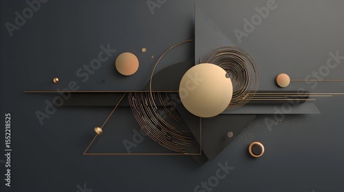 Luxury Abstract 3D Composition with Metallic Copper and Geometric Shapes – Elegant Minimalist Design Background for Branding, Art, and Premium Visual Projects.