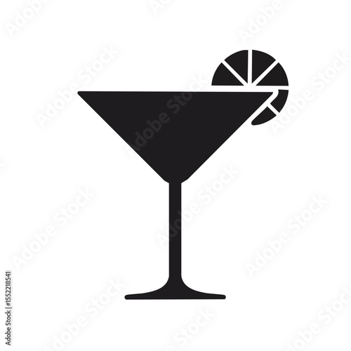 Minimalist Cocktail Glass Silhouette with Citrus Garnish on Dark Background