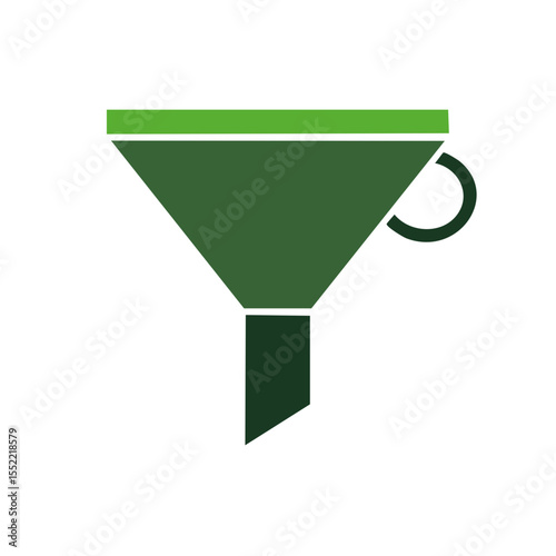 Green Funnel Icon for Data Filtering and Conversion on Black Background