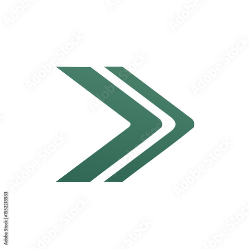Abstract Green Arrow Sign on Black Background: Directional Indicator Graphic