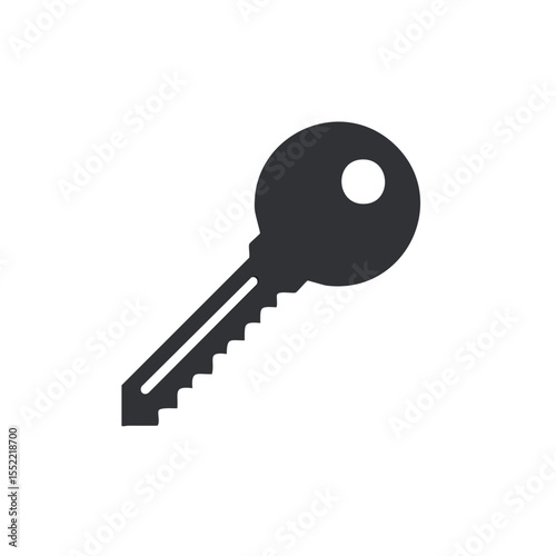 Dark Gray Cut Key Isolated on a Black Background with Round Head