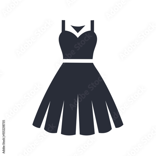 Elegant Little Black Dress Vector Illustration With a Sweetheart Neckline and Flared Skirt for Fashion Design or Party