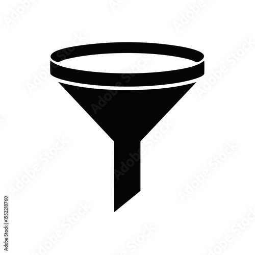 Black Funnel Illustration for Filtration, Transferring Liquid, and Data Analysis