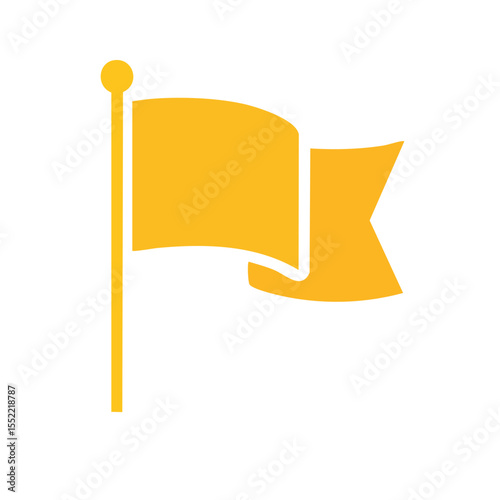 Simple Gold Flag Illustration on Black Background. Symbol of Victory, Success, Completion, Achievement, Location or Celebration Concept
