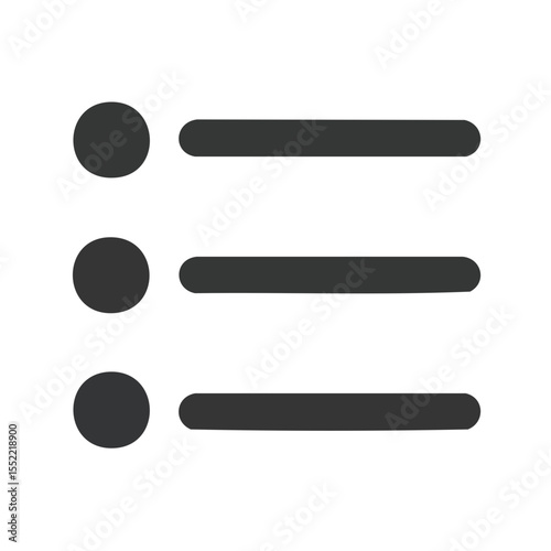 Menu Icon - List with Bullets, Three Line Hamburger Menu, Website Navigation Elements