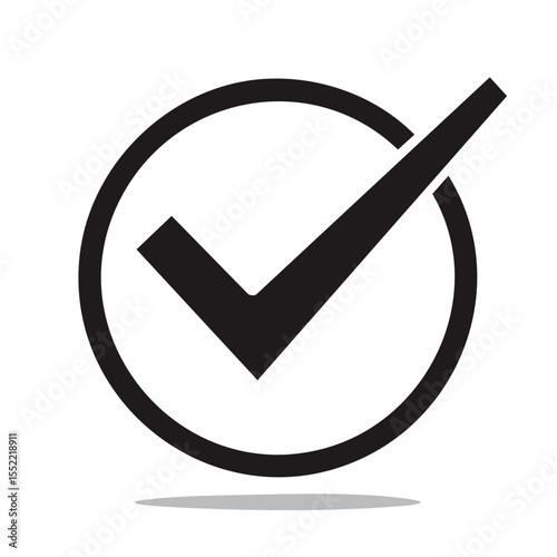 Verification Check Mark Icon with Circle Outline Approved Symbol on Dark Backdrop