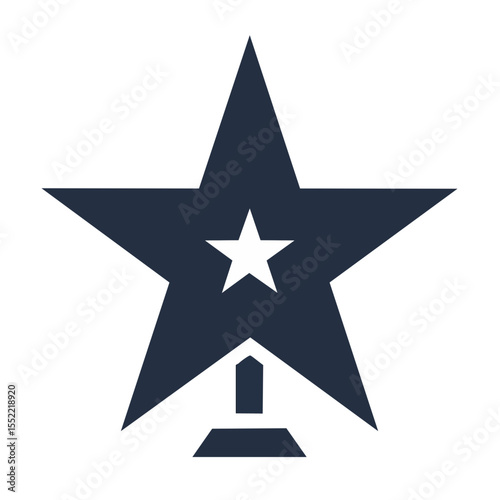 Dark Star Award with smaller white star on solid stand in navy blue color on black background