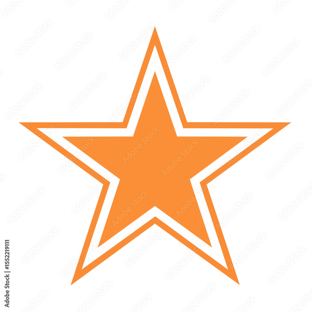 Fototapeta premium Orange star with white outline on black background illustration vector graphic