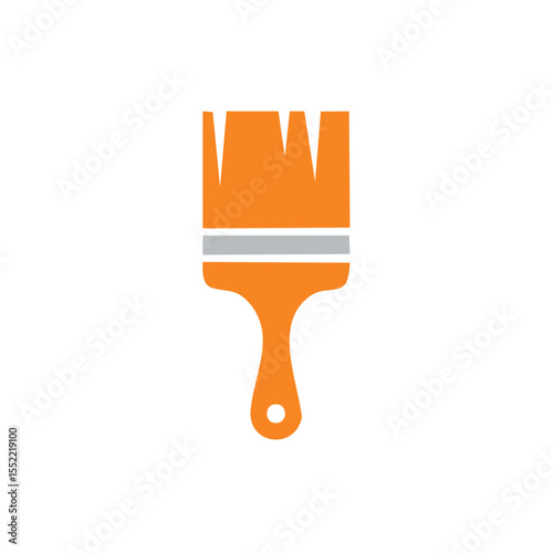 Orange paint brush illustration on a black background arts and crafts design element brushstroke painting interior design tool equipment art