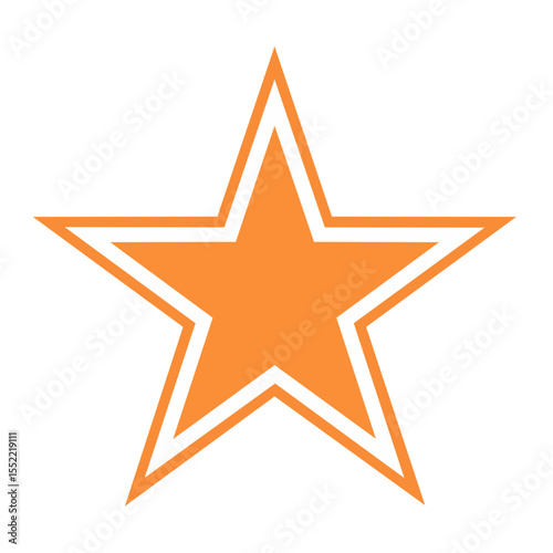 Orange star with white outline on black background illustration vector graphic