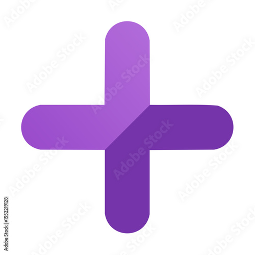 Purple Plus Sign Graphic on Black Background Addition Symbol Icon Rounded Ends