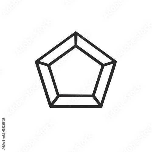 Minimalist Outline Pentagon Icon on Black Background for Graphic Design Projects