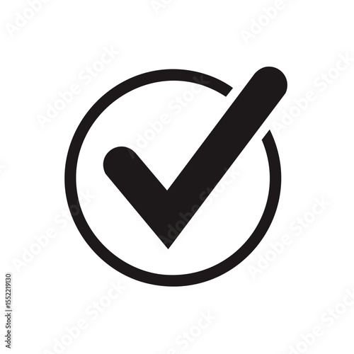 Checkmark Icon Design Inside Circle on Dark Background for Approval or Confirmation
