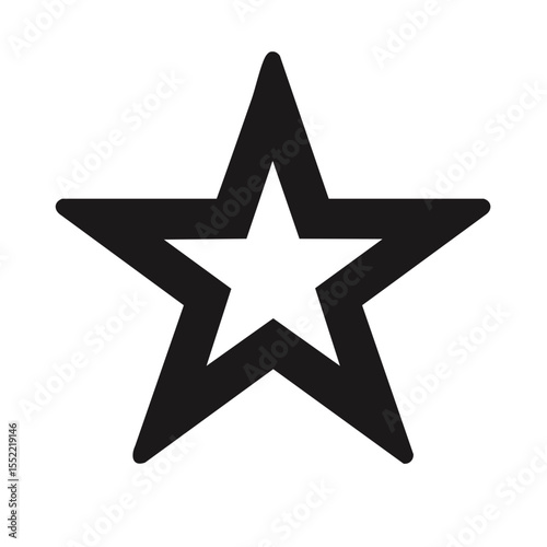 Simple Black Star Outline Icon on Dark Background, Shape Symbol with Five Points