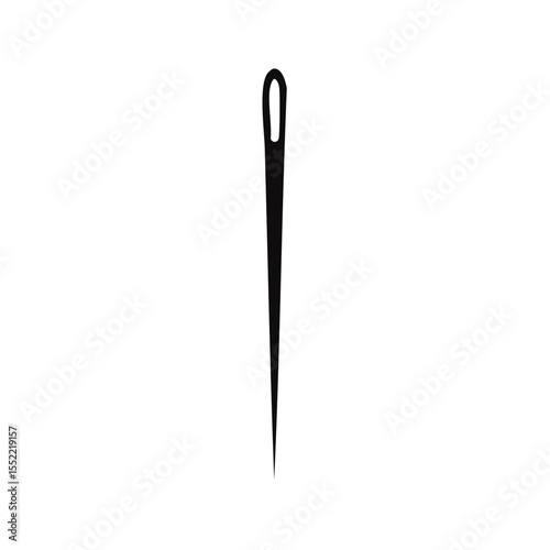 Simple Close-Up of a Sewing Needle on a Black Background for Tailoring Concepts