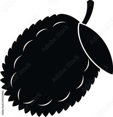 Silhouette of a Durian Fruit A Bold, Black and White Illustration