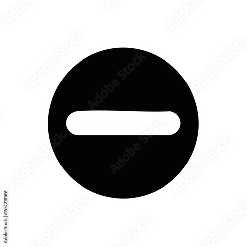 White Minus Sign Inside Black Circle Symbolizing Subtraction or Negative Concept
