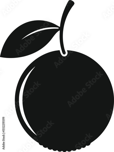 Fresh Juicy Orange Fruit Icon Vector Illustration of a Citrus Fruit with Leaf