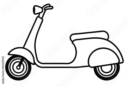 Line Art Depicting a Scooter, Perfect for Coloring Books and Graphic Designs