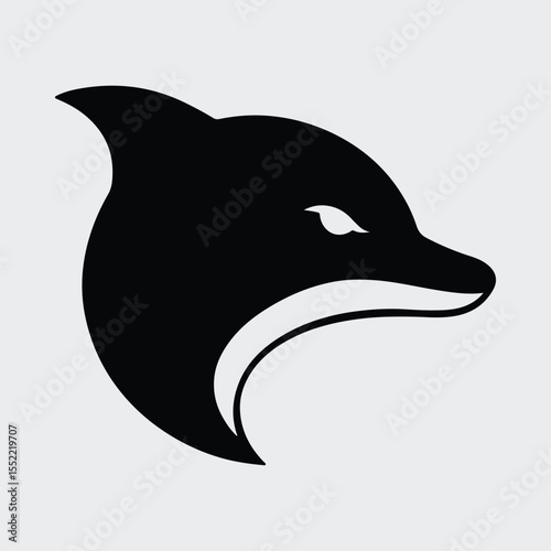Silhouette dolphin minimalist animal logo design simple ocean predator Vector illustration