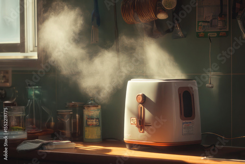 kitchen appliance steaming (toaster/blender) with 