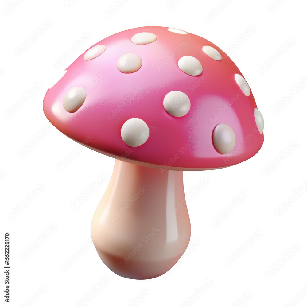 Pink mushroom with white spots isolated on transparent background Pink mushroom with white spots isolated on transparent background