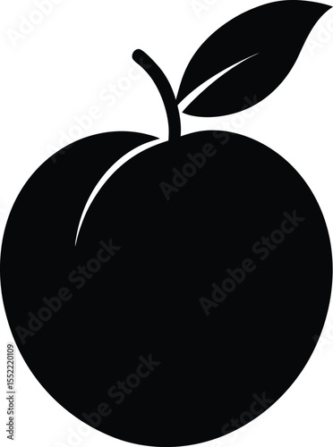 Fresh Juicy Peach A Simple Black and White Illustration of a Delicious Summer Fruit