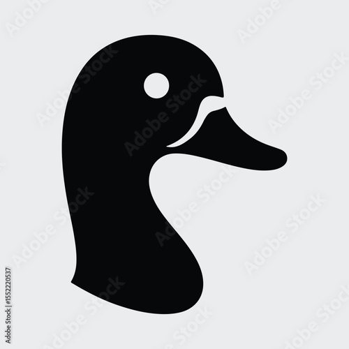 Silhouette duck simple head side view outline vector illustration