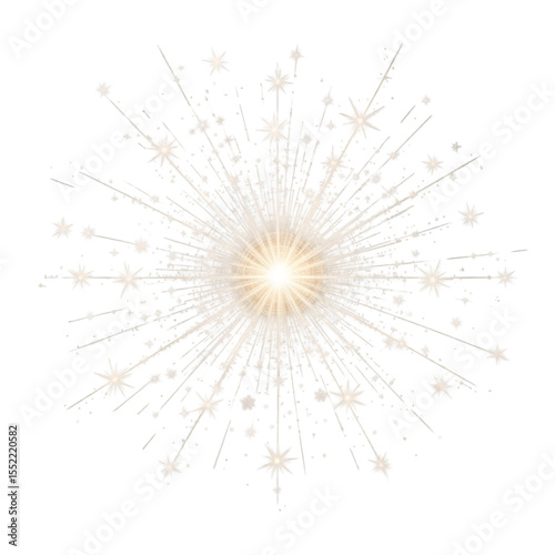 Radiant Lens Flare Circle Centered on White Background