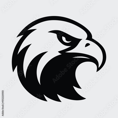 Silhouette eagle head aggressive mascot side view Vector illustration