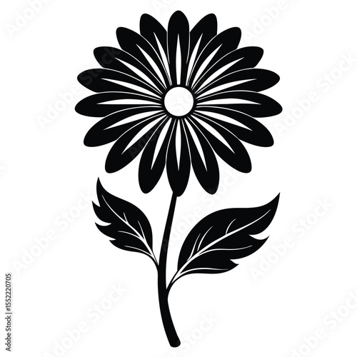 Elegant Black and White Daisy Flower Illustration Simple Floral Design for Print and Digital Projects