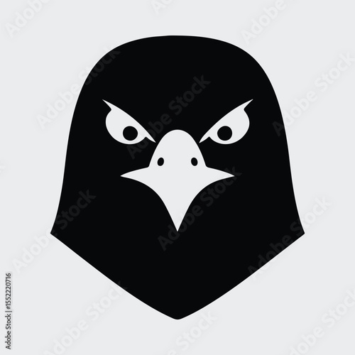 Silhouette eagle head intense stare graphic emblem falcon hawk Vector illustration