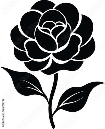 Elegant Black and White Rose Illustration Simple Floral Design for Print and Digital Use