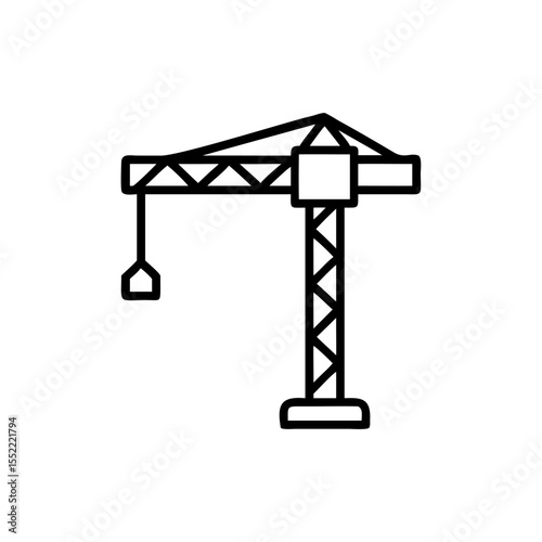Outline construction crane on background for labour and building projects vector