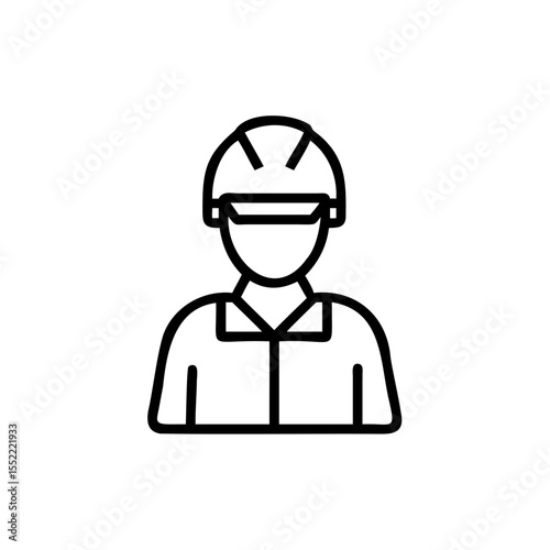 And outline of a construction worker wearing a safety helmet and work clothes labour