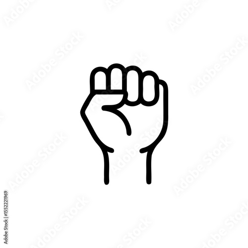 Handdrawn Fist Icon on Background Depicting Strength Solidarity Labour Protest Concept